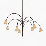 Aurora Chandelier Blossom Petal Glass Arms-Neutral Decor