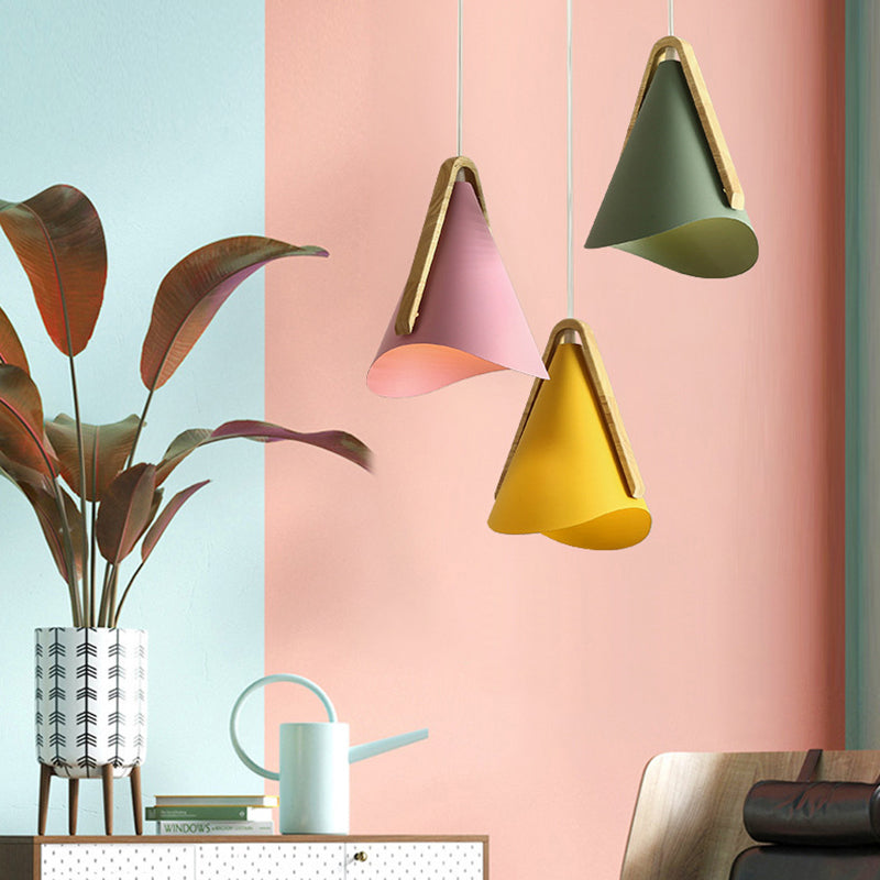 Valentina Modern Cone Pendant Light, Wood/Metal - Neutral Decor