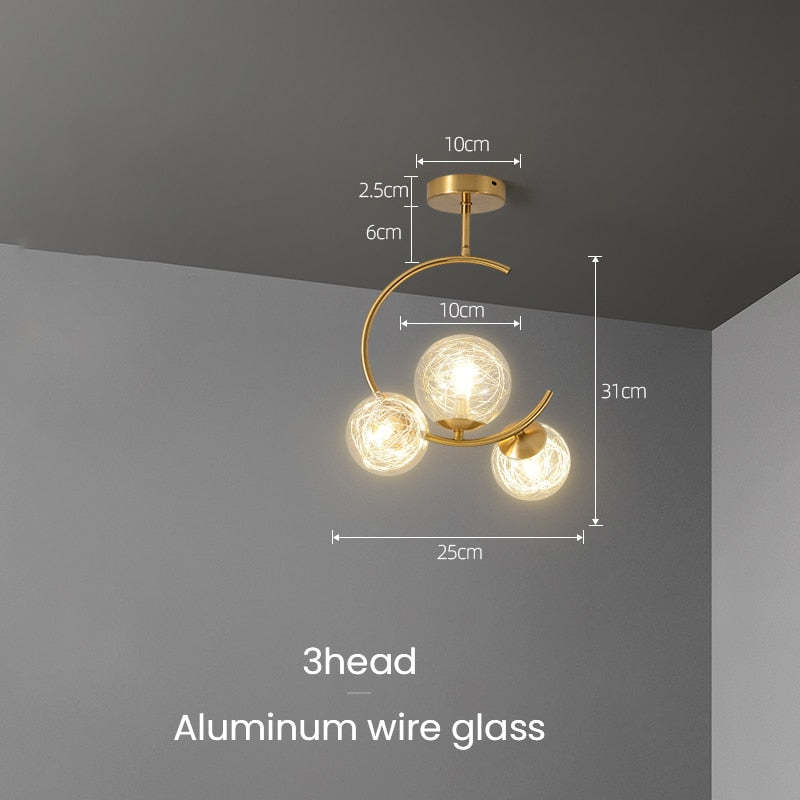 Valentina Modern Glass Globe Pendant Light, Metal & Glass, 3 Style - Neutral Decor