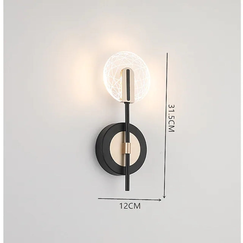 Valentina Wall Lighting Disc Modern, Metal/Acrylic, Black/White, Bedroom - Neutral Decor