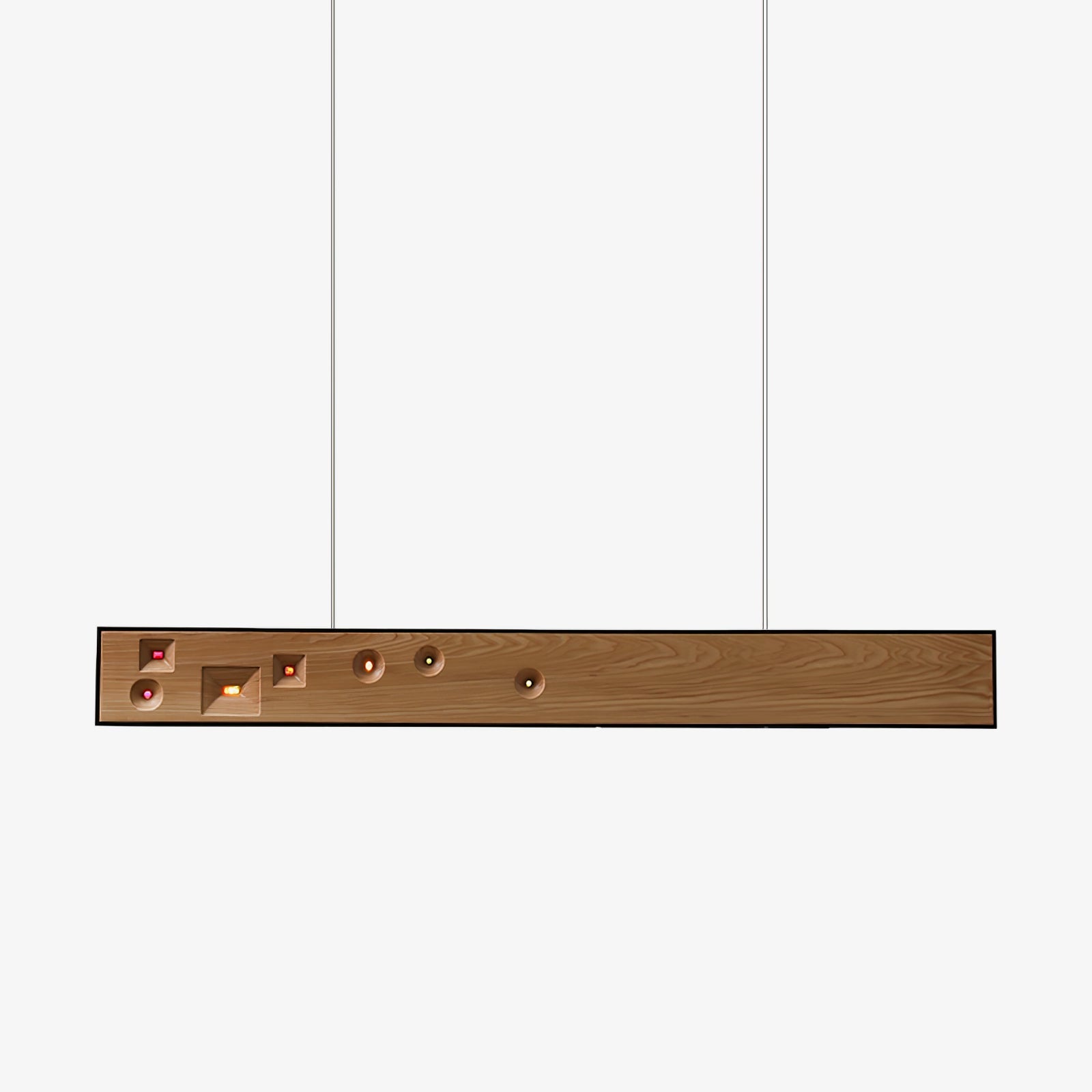 Lustra Pendant Light Wood Gemstone Linear LED-Neutral Decor