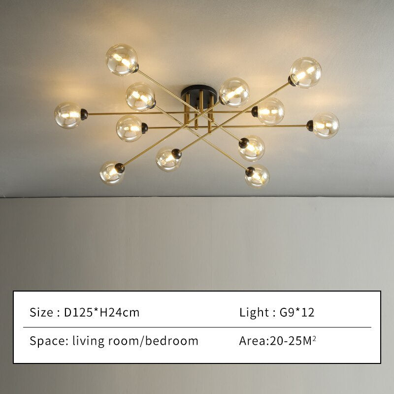 Valentina Industrial Glass Globe Chandelier LED, 6 Style - Neutral Decor
