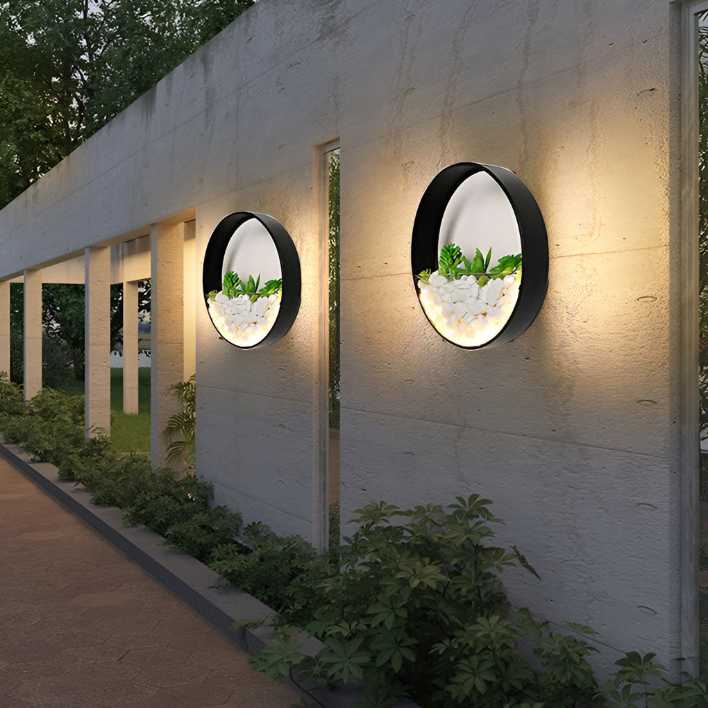 Grace Small Artificial Plants Modern Stones Outdoor Wall Light