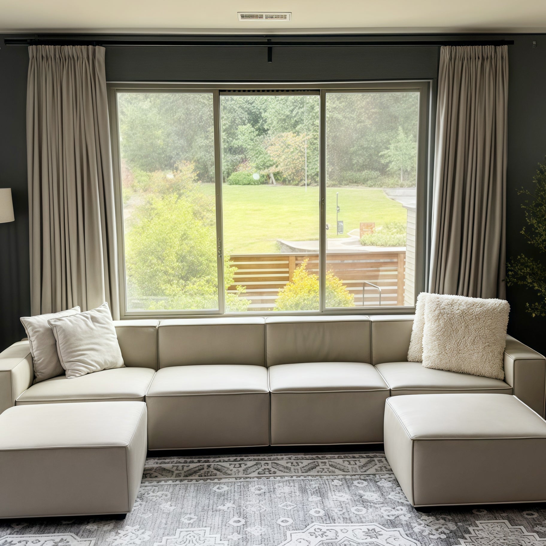 Lily Linen Curtains & Drapes Pleated-Neutral Decor