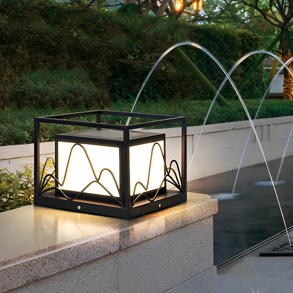 Rowena Square Scenery Marble Outdoor Post Caps Lights