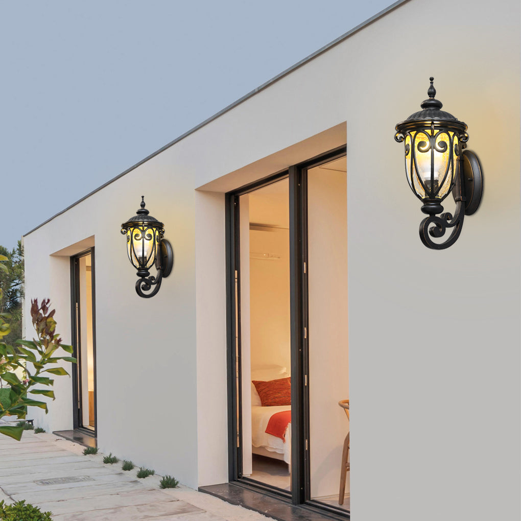 Edan Antique Seeded Glass Outdoor Wall Light