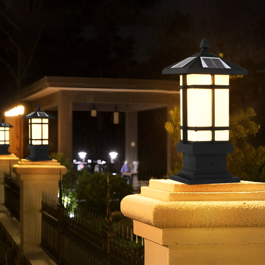 Janea Remote Vintage Solar Outdoor Fence Post Lights