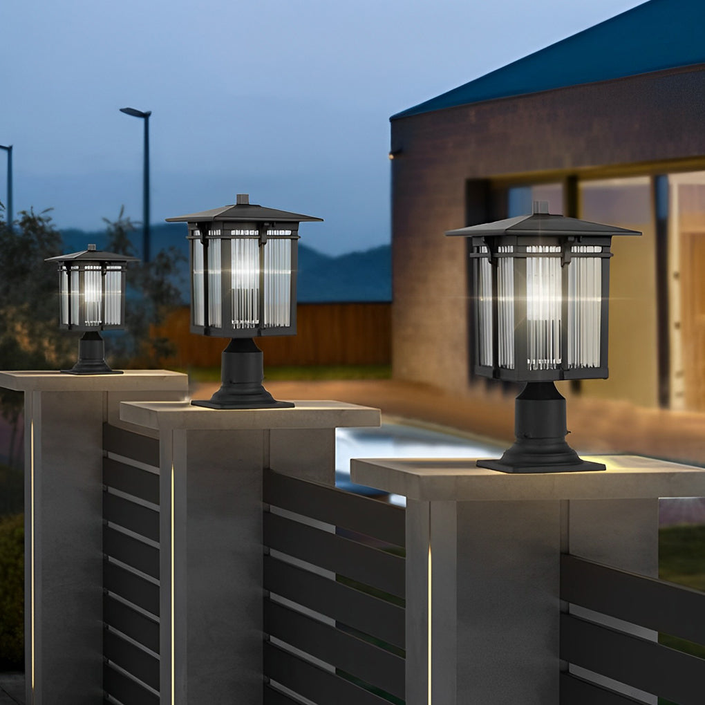 Lovele Striped Modern Glass Outdoor Post Lights