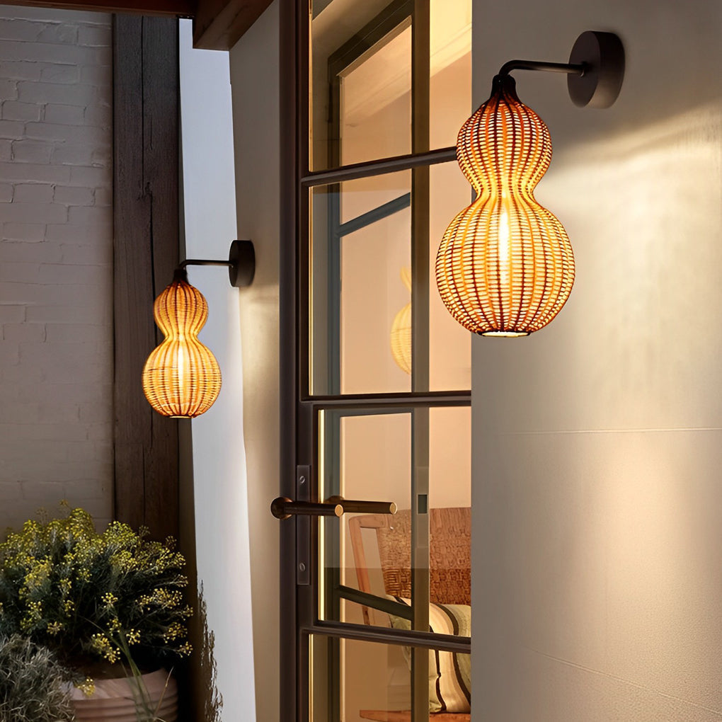 Bata Woven Gourd Rattan Outdoor Pendant Light