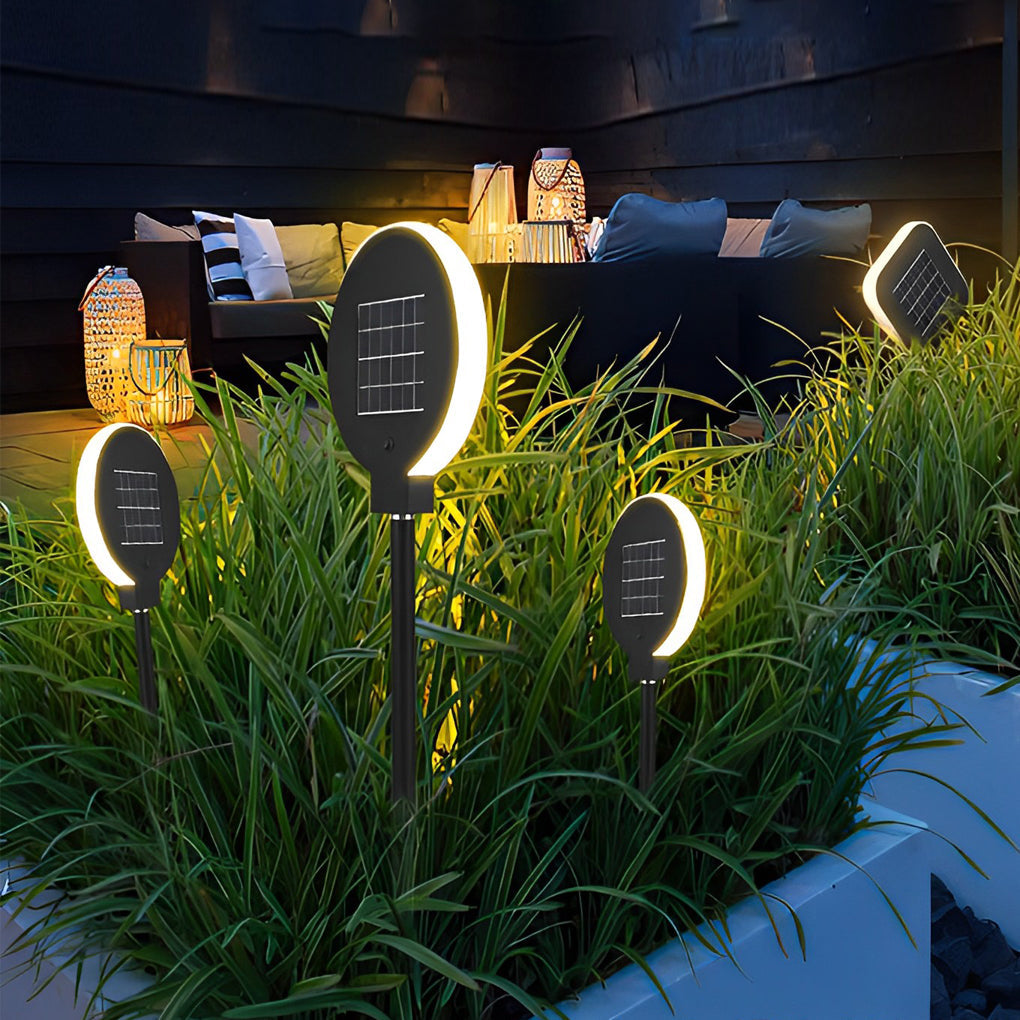 Peaceful Modern Circular Solar Steel Outdoor Lawn Light