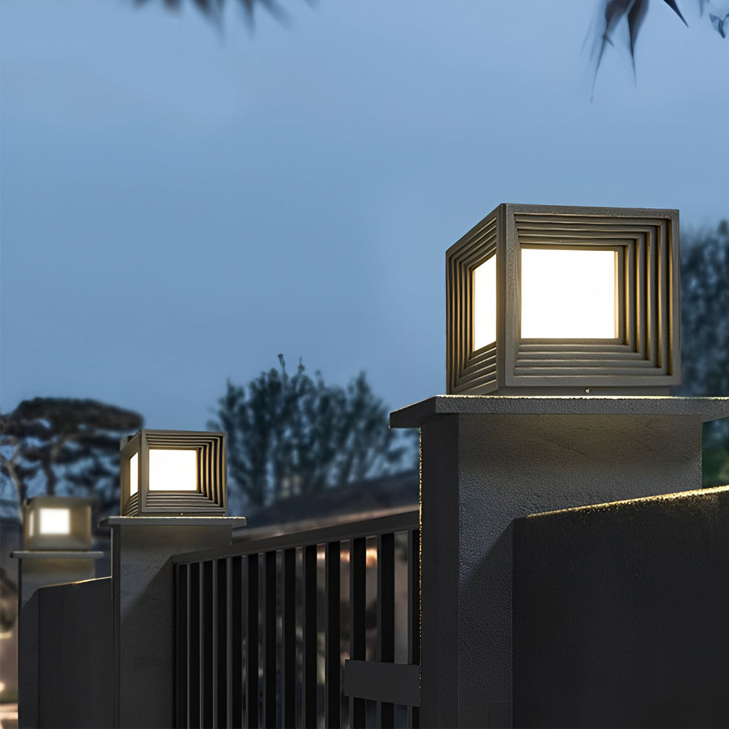 Square Creative LED Modern Steel Outdoor Post Caps Lights