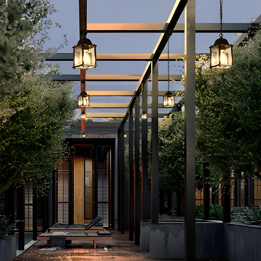 Alma Square Modern Glass Outdoor Pendant Lights