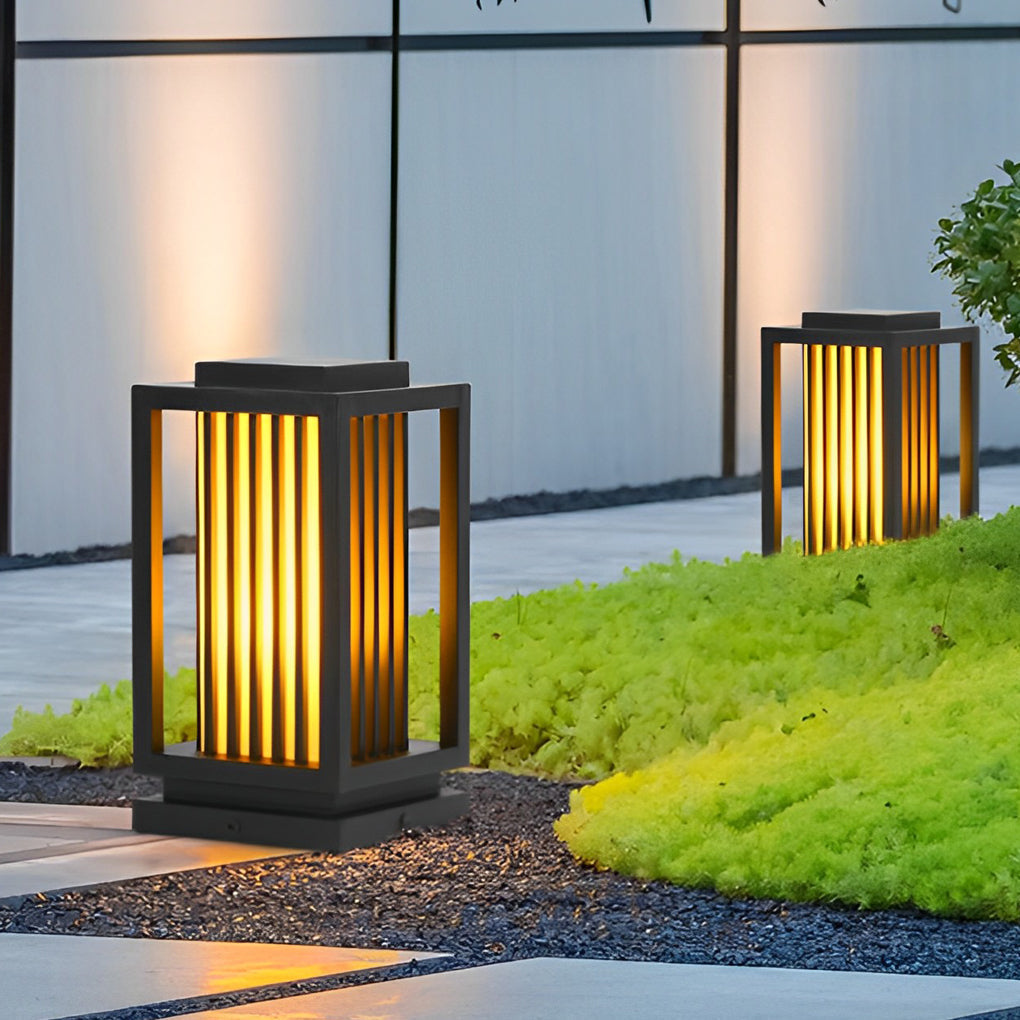 Faye Modern LED Cage Marble Outdoor Pathway Lawn Lights
