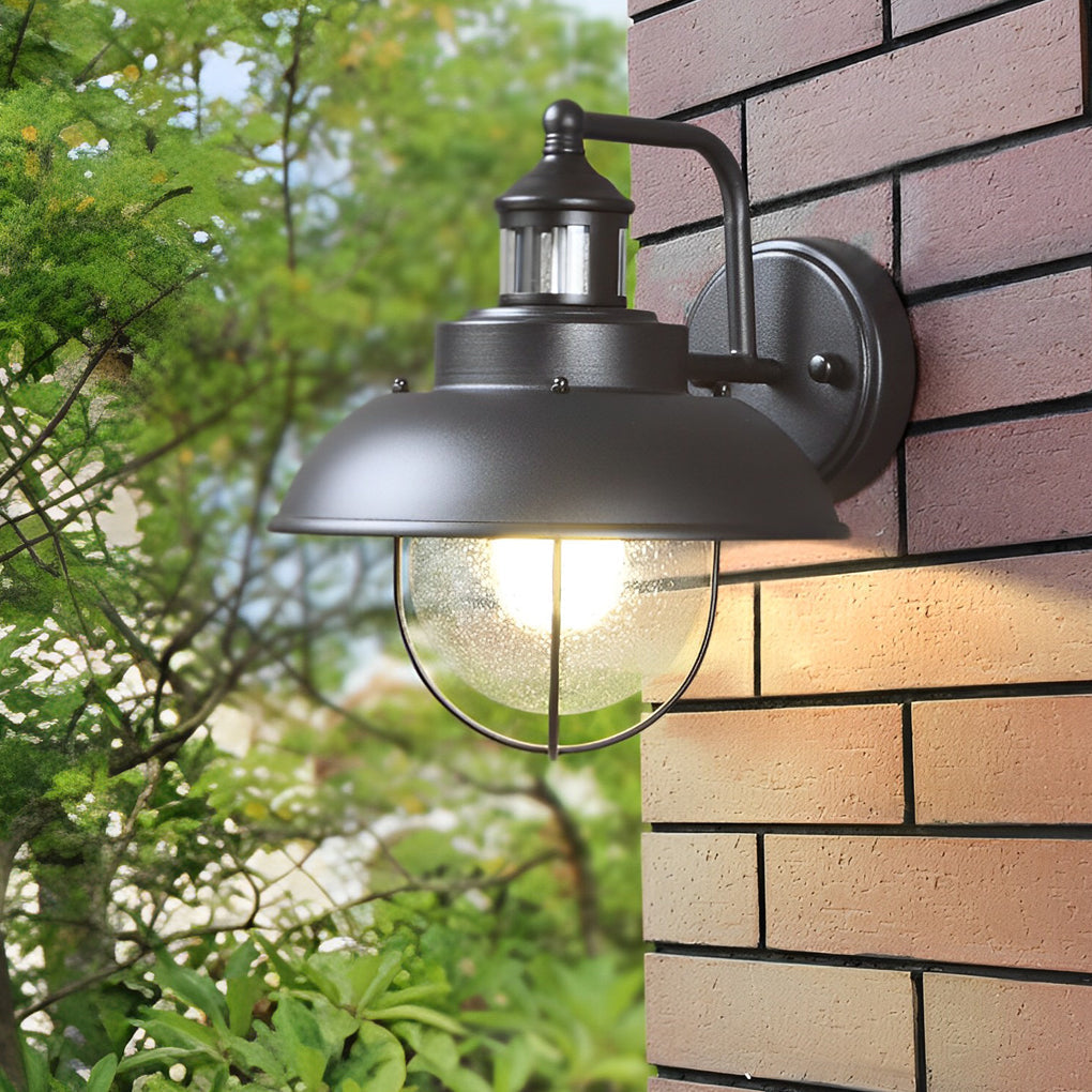Famou Nautical Cage Seeded Glass Outdoor Wall Light