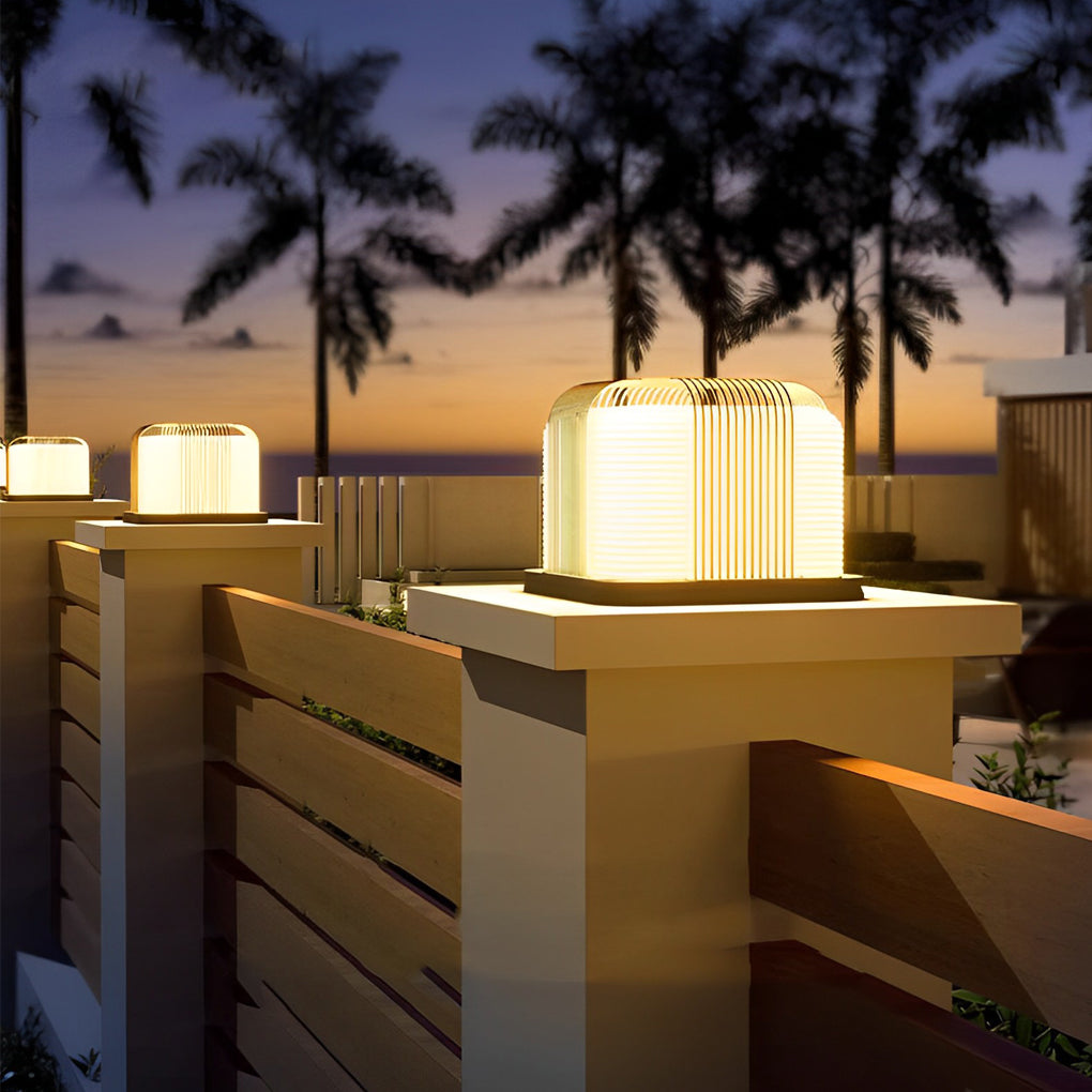 Bright Square Creative Modern Fence PE Outdoor Post Lights