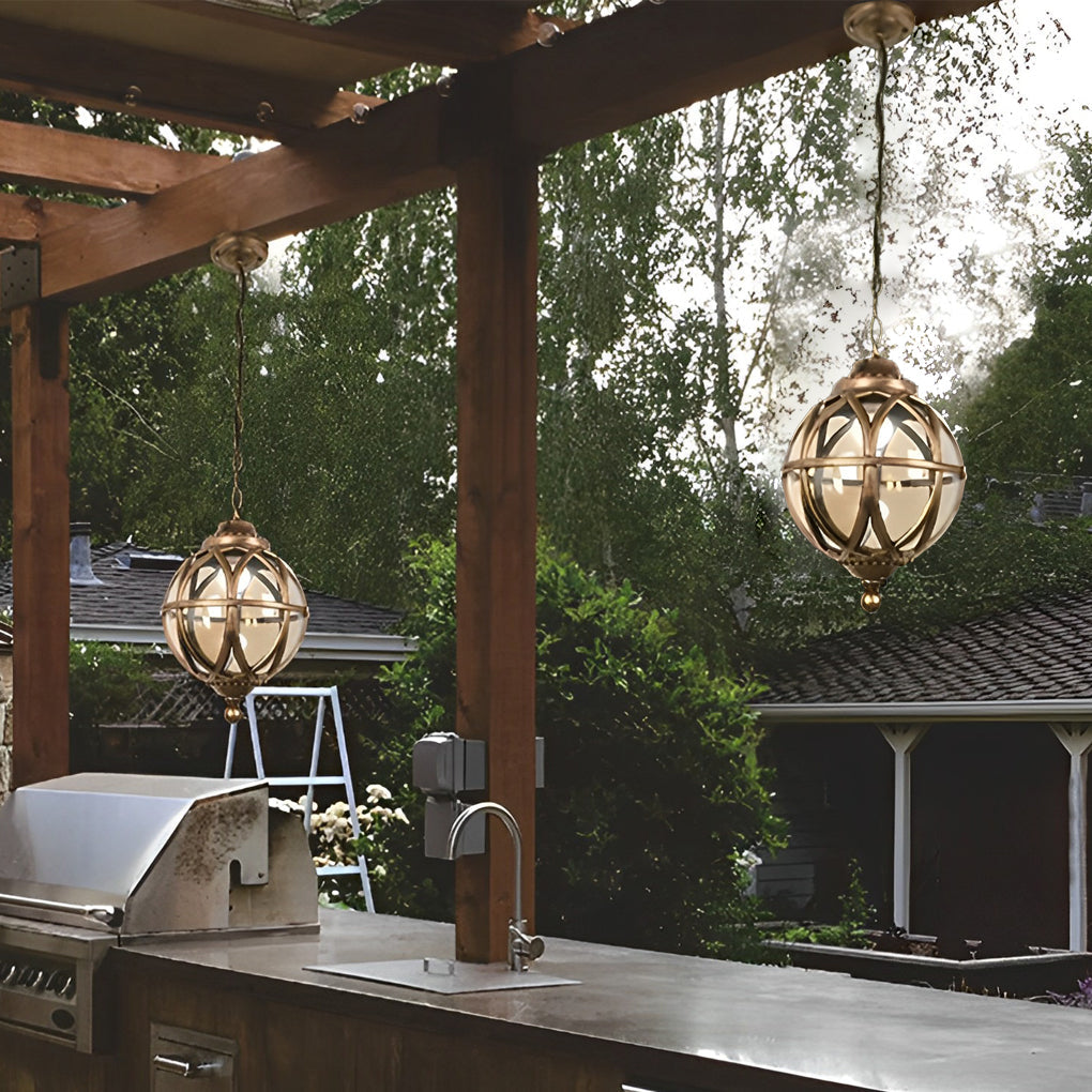 Beth Retro Ball Glass Outdoor Pendant Light