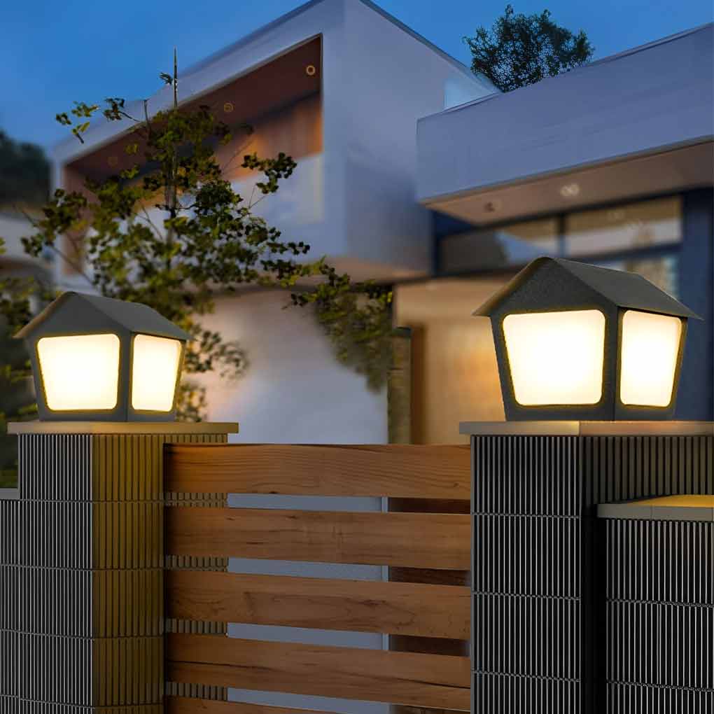Gida Cottage Shaped LED Modern Outdoor Post Pillar Light