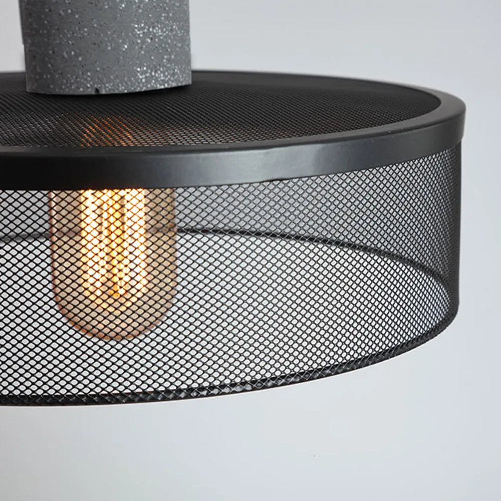 Xenith Industrial Cylindrical Pendant Light, Cement/Metal-Neutral Decor
