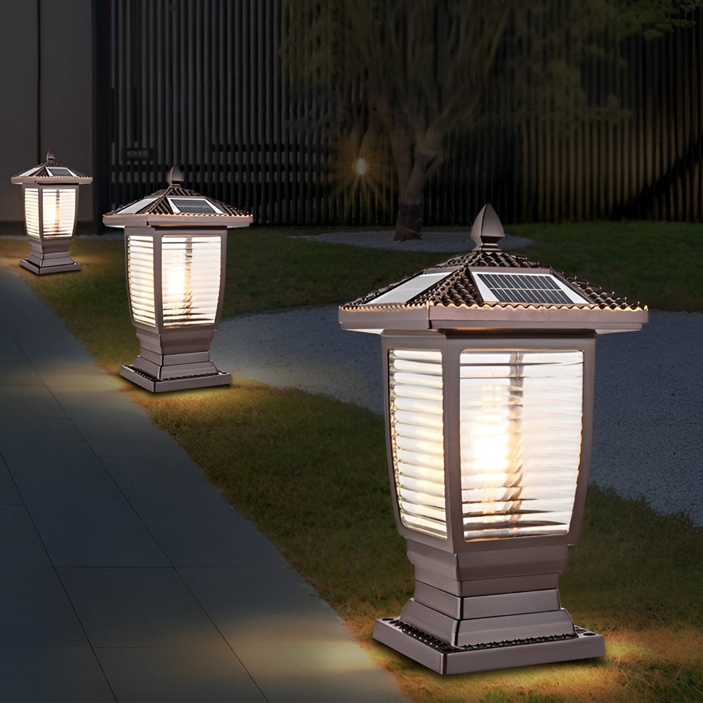 Shana Retro Modern Solar Glass Outdoor Fence Post Lights