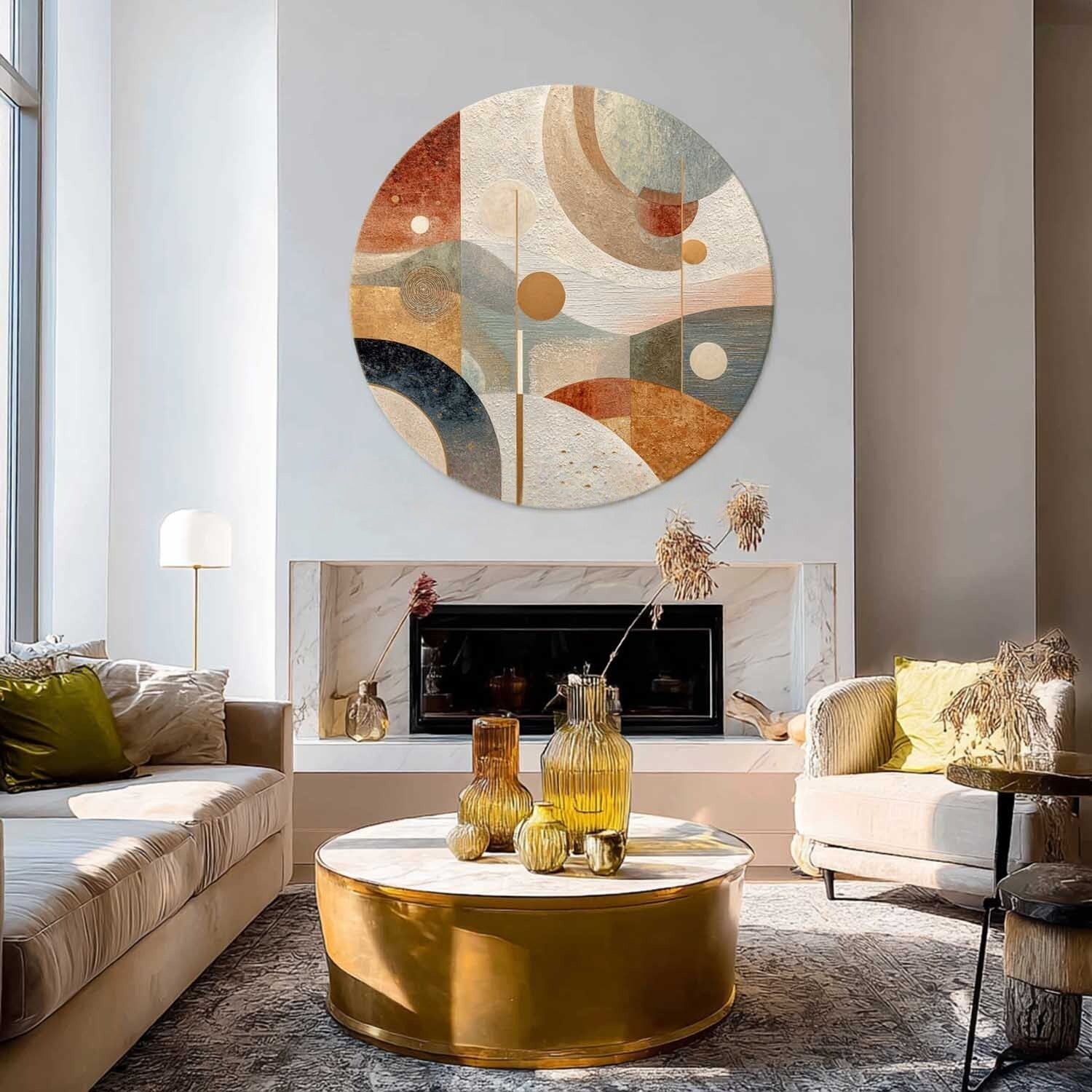Wall Art Round Geometric Abstract Gold - Neutralighting