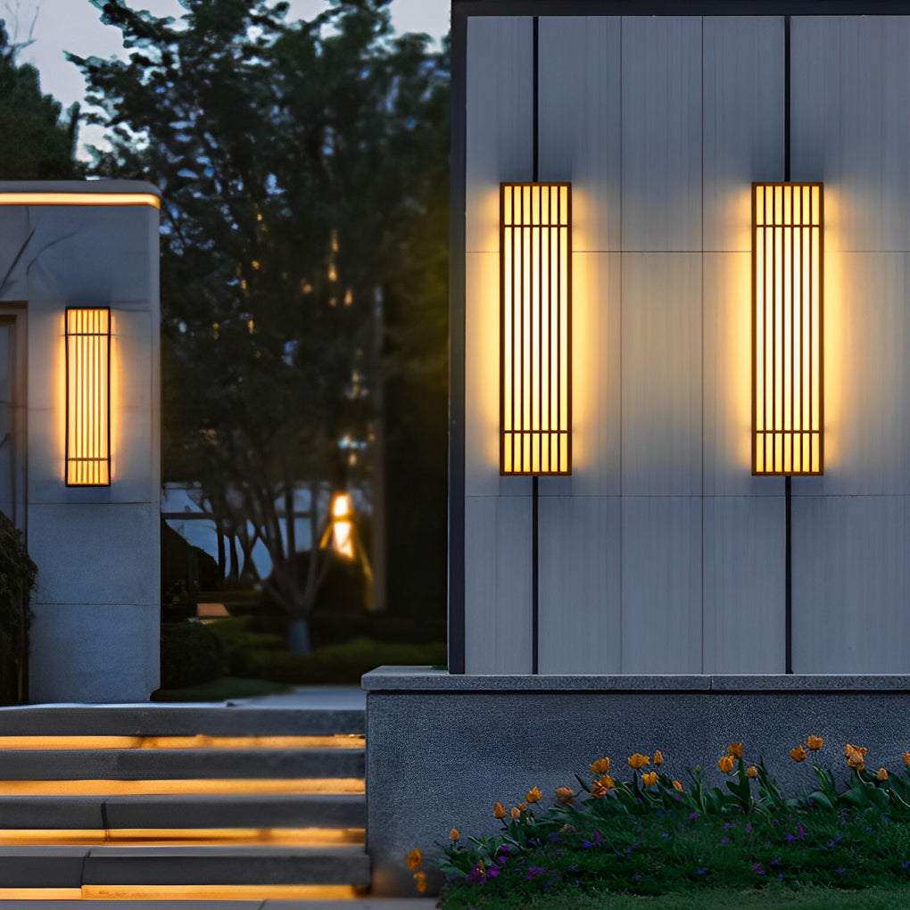 Grateful Retro Vertical Stripe Grid Steel Outdoor Wall Lamp