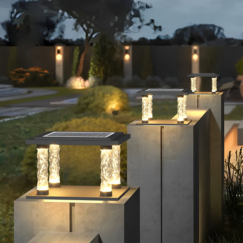Landon Bubbles Square Modern Outdoor Post Caps Lights
