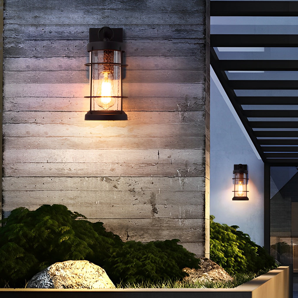 Honou Retro Rustic Glass Exterior Wall Lights