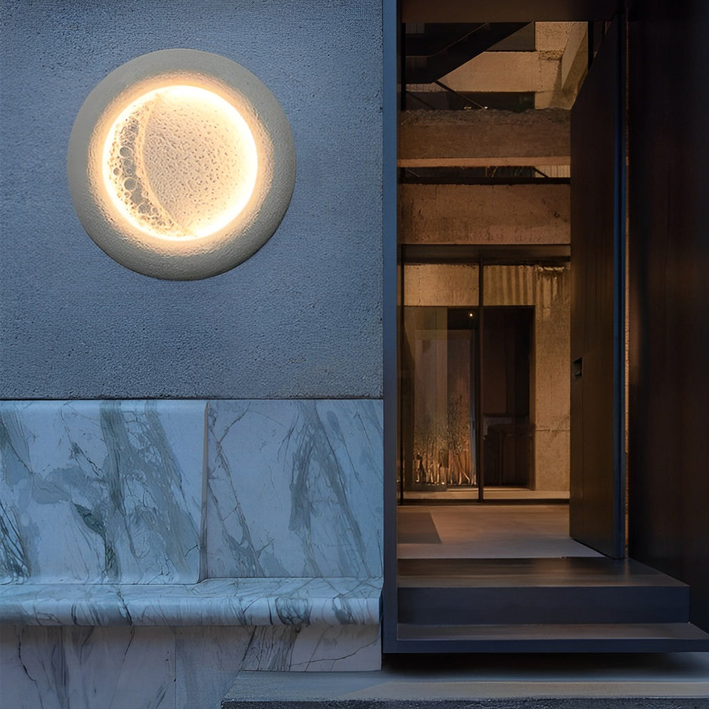 Berha Creative Moon LED Modern Concrete Outdoor Wall Lamp