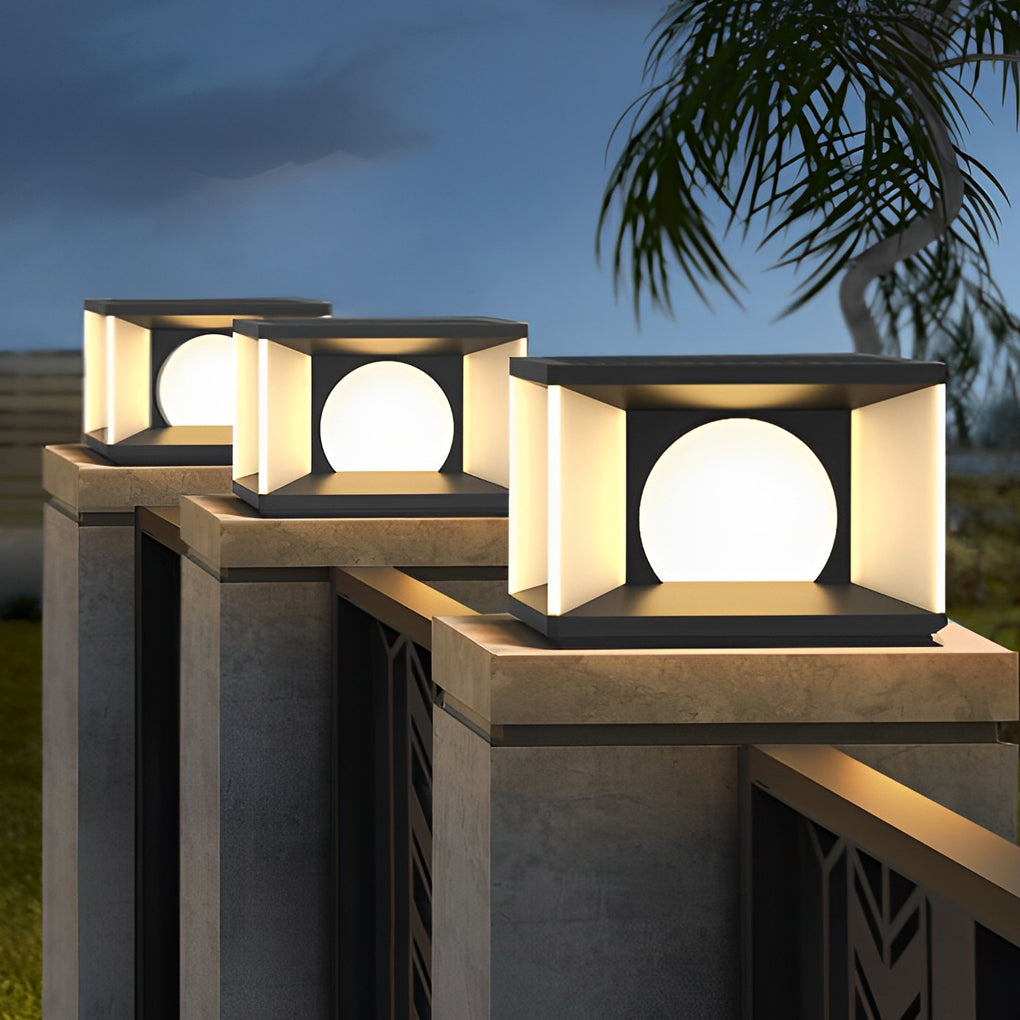 Washi Square LED Modern Steel Outdoor Deck Post Lights