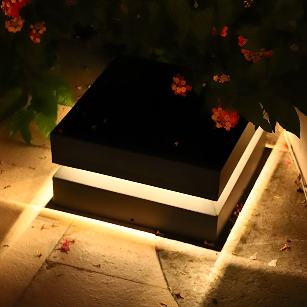 Quella Square LED Modern Steel Outdoor Post Caps Pillar Light