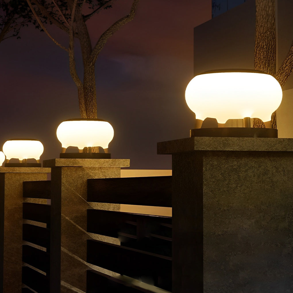 Questa Round Drum Modern Steel Outdoor Fence Post Lights
