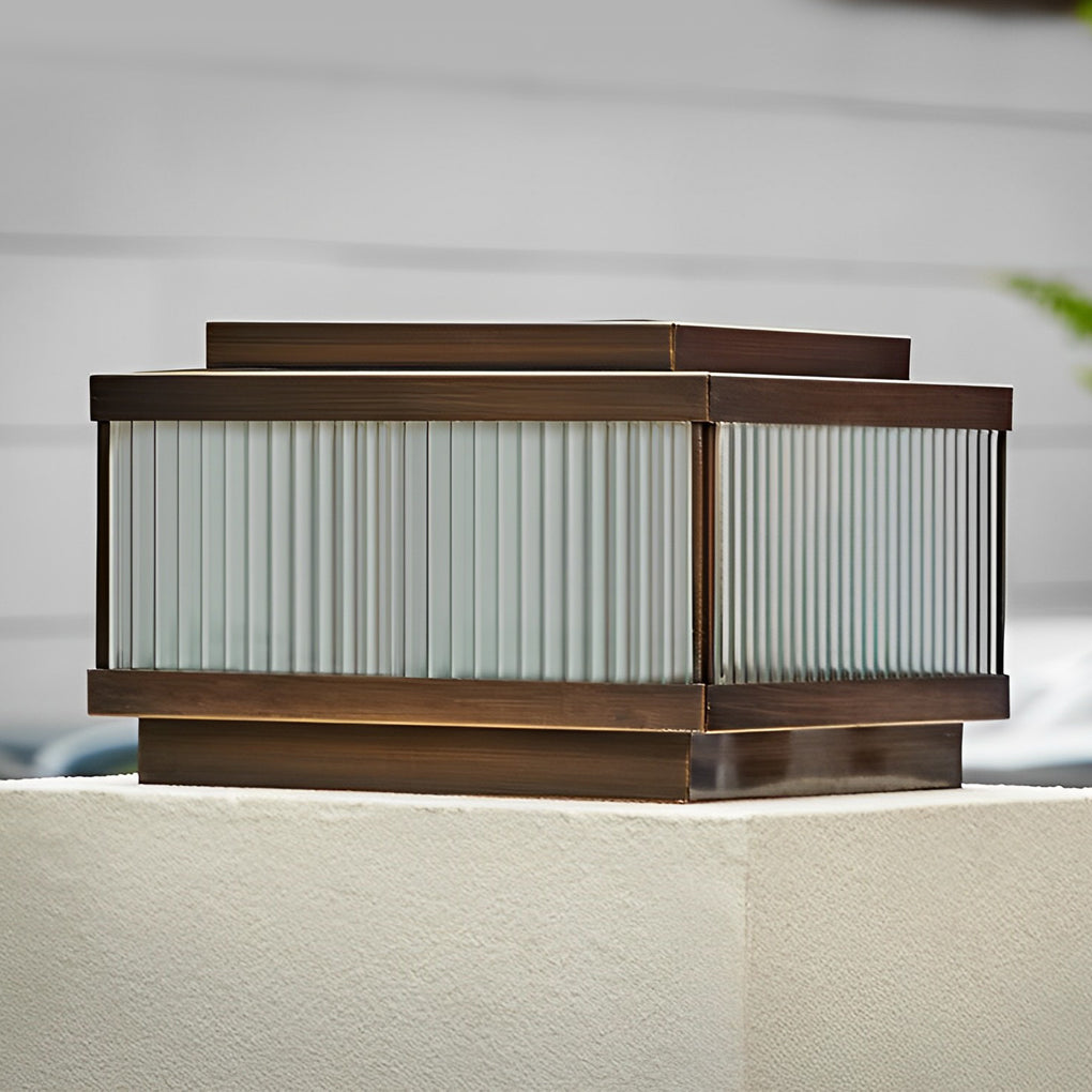 Glynn Square Intelligent Timing Modern Glass Outdoor Fence Post Lights
