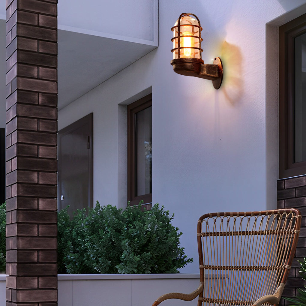Vandal Retro Cage American-style Glass Outdoor Wall Lamp
