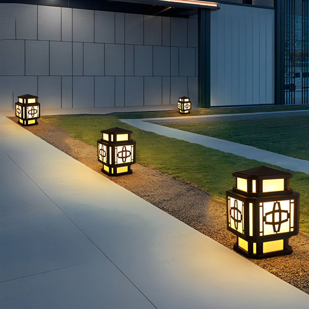 Whney Creative LED Retro Marble Outdoor Deck Post Pillar Light