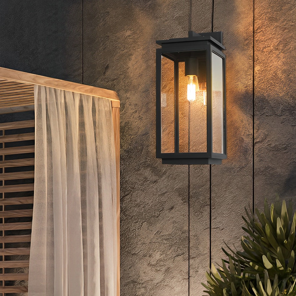 Jophine Rectangular Industrial Glass Outdoor Wall Lamp