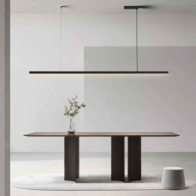 Arisha Minimalist Linear Metal Pendant Light, White/Black - Neutral Decor