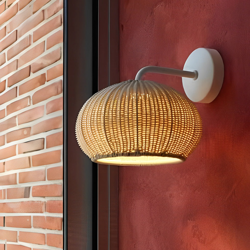 Jarvis Lantern Shaped Modern Rattan Outdoor Wall Lamp