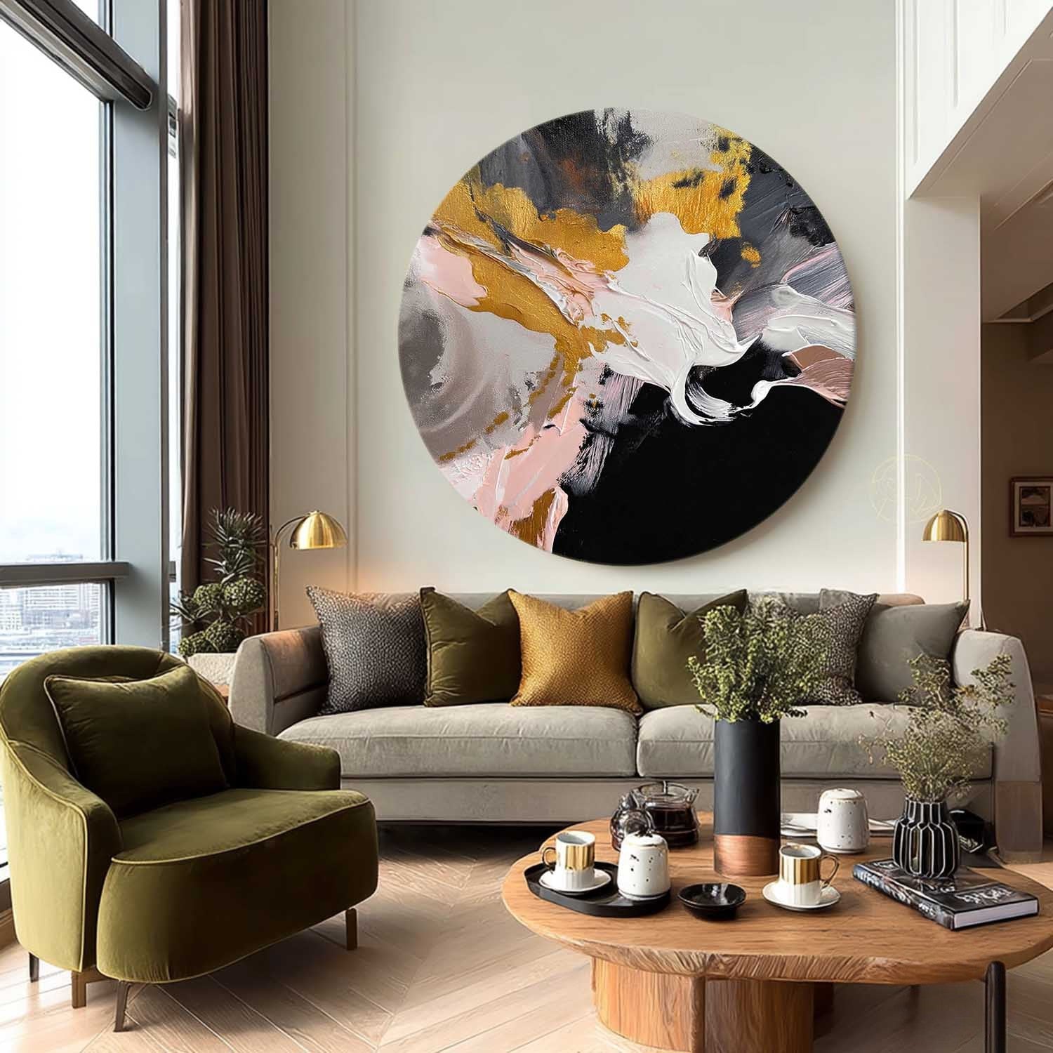 Wall Art Bold Abstract Swirls Gold - Neutralighting