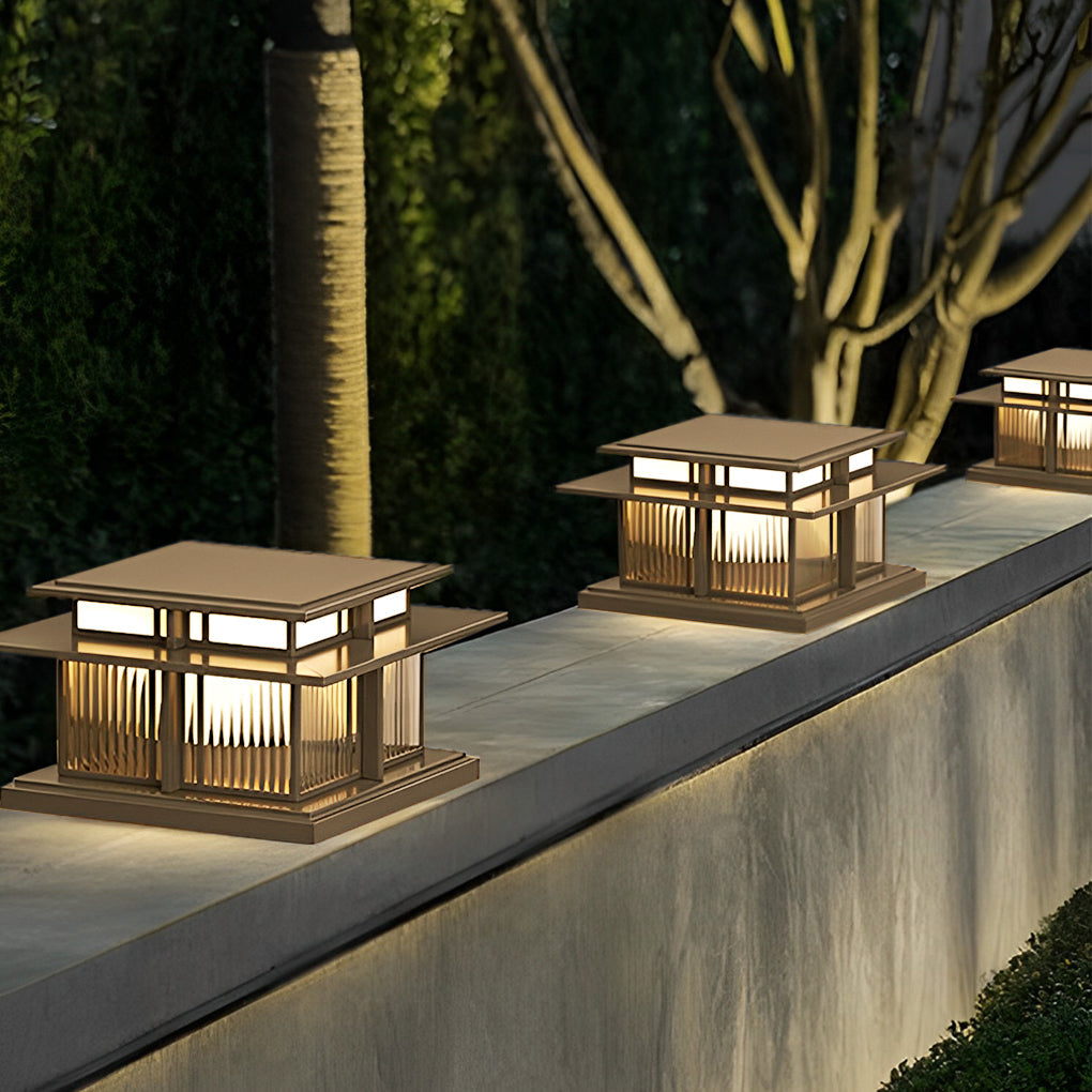 Haylyy Modern Solar Post Caps Glass Outdoor Pillar Light