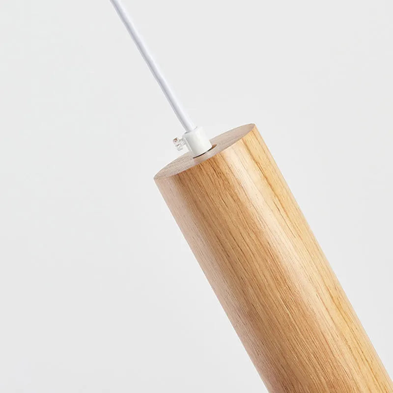 Muto Cylindrical Wood Pendant Light, for Bedroom & Kitchen Island - Neutral Decor