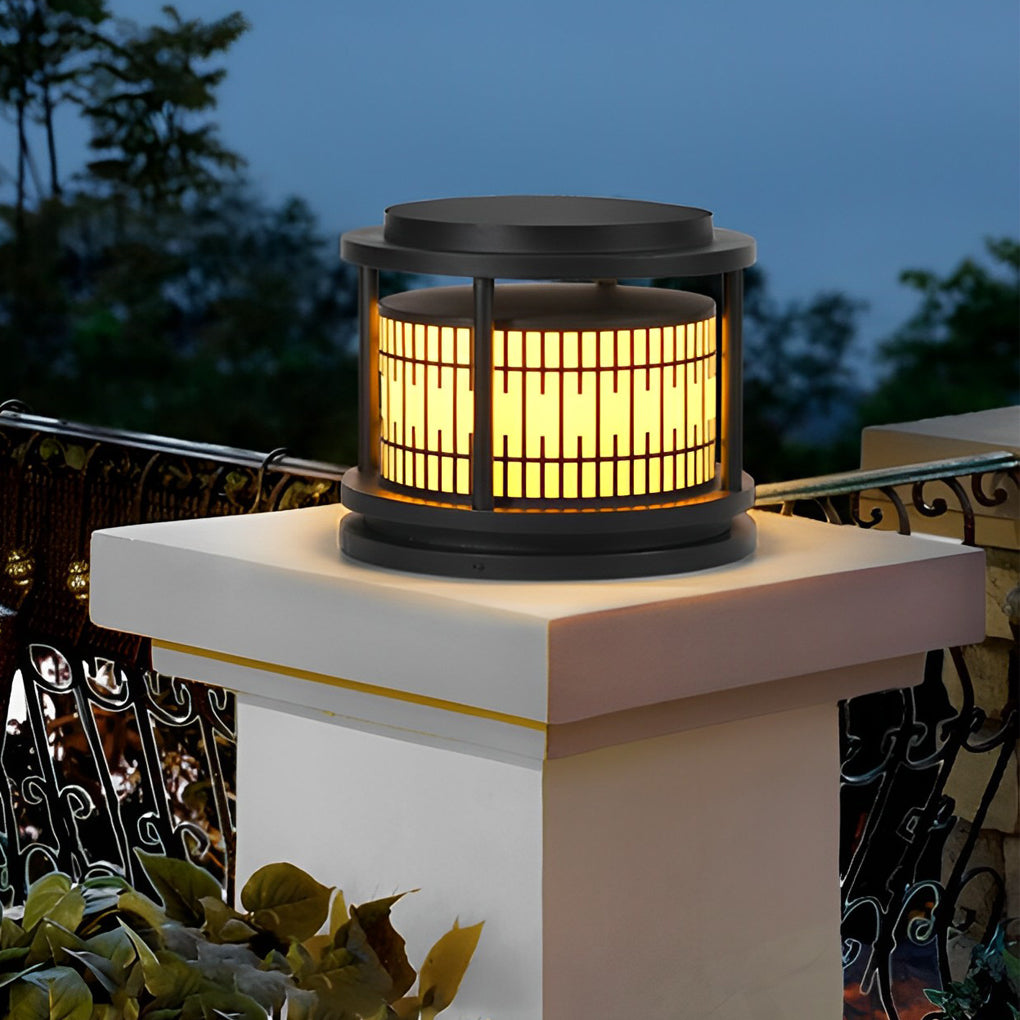 Hen Round Retro Pattern LED Marble Outdoor Fence Post Lights
