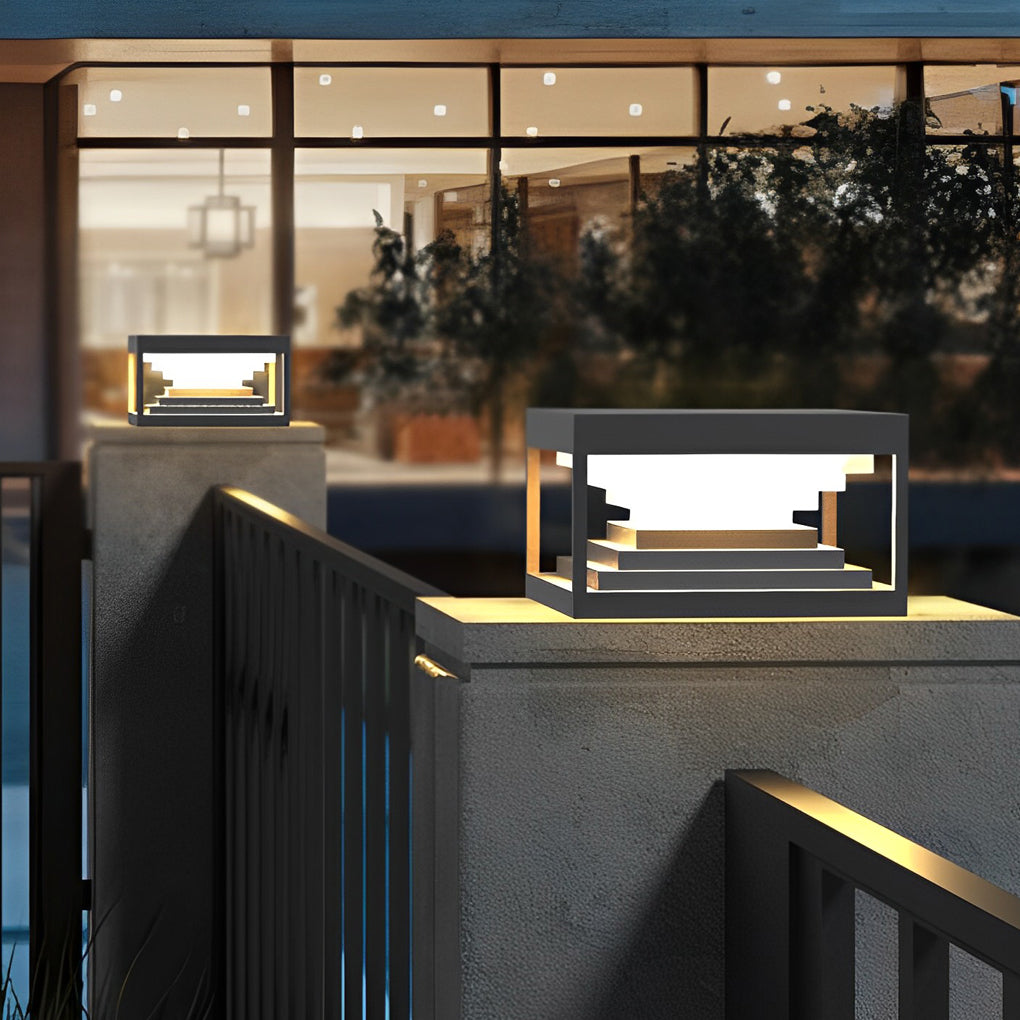 Wane Square Creative LED Steel Outdoor Post Caps Lights