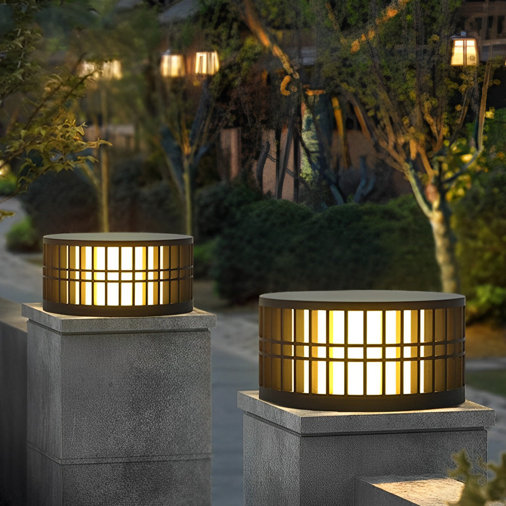 Shining Round Creative LED Modern Steel Outdoor Fence Post Lights