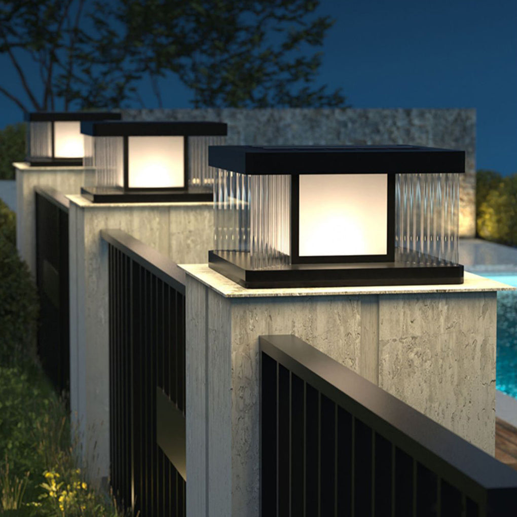 Lucinda Modern Solar Fence Glass Post Lights