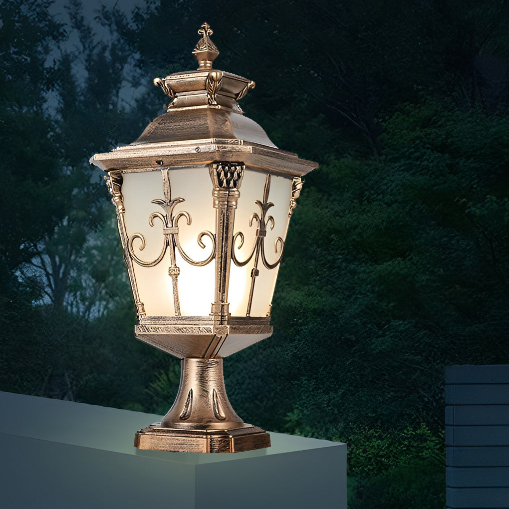 Loble Retro Pattern LED European Outdoor Fence Post Lights