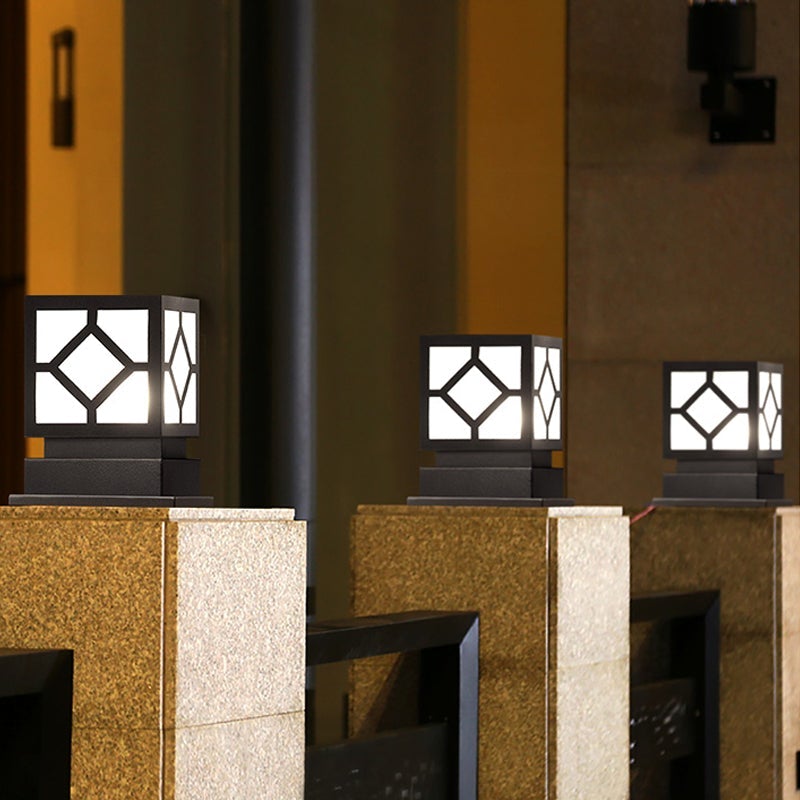 Luther Square LED Modern Steel Outdoor Post Lamp