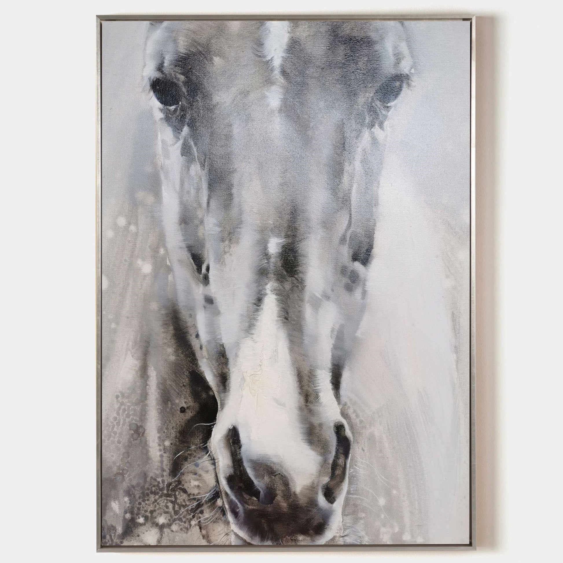 Grey White Abstract Horse Art ANH27 - Neutralighting