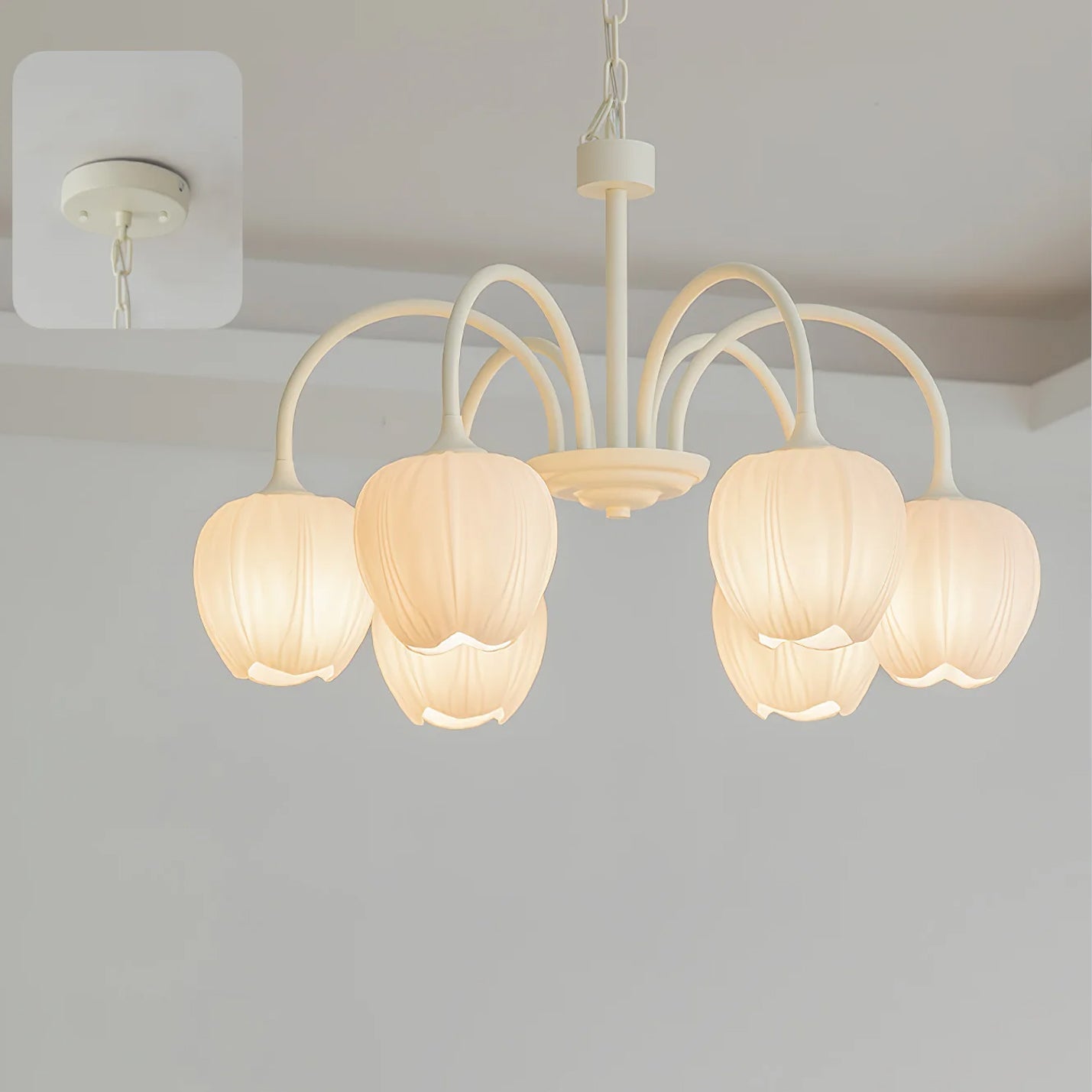 Lustra Chandelier Tulip Matcha Glass-Neutral Decor