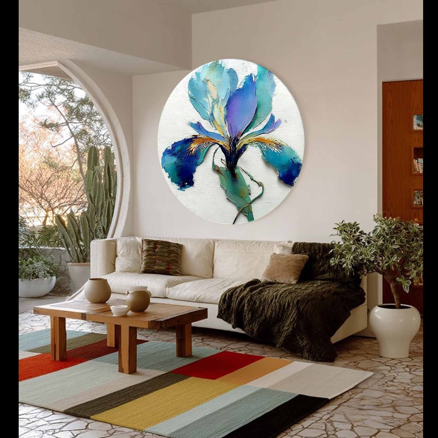 Wall Art Textured Impasto Iris Flower - Neutralighting