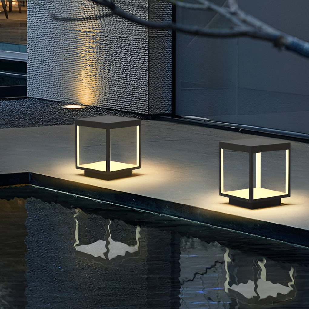Diane Modern Frame Pier-Mounted Steel Outdoor Post Light